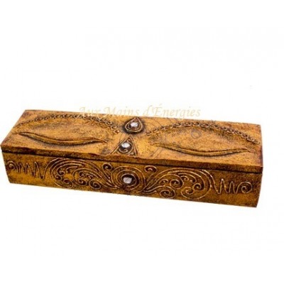 Coffre/boite de rangement en bois pour bijoux ou encens - yeux de bouddha